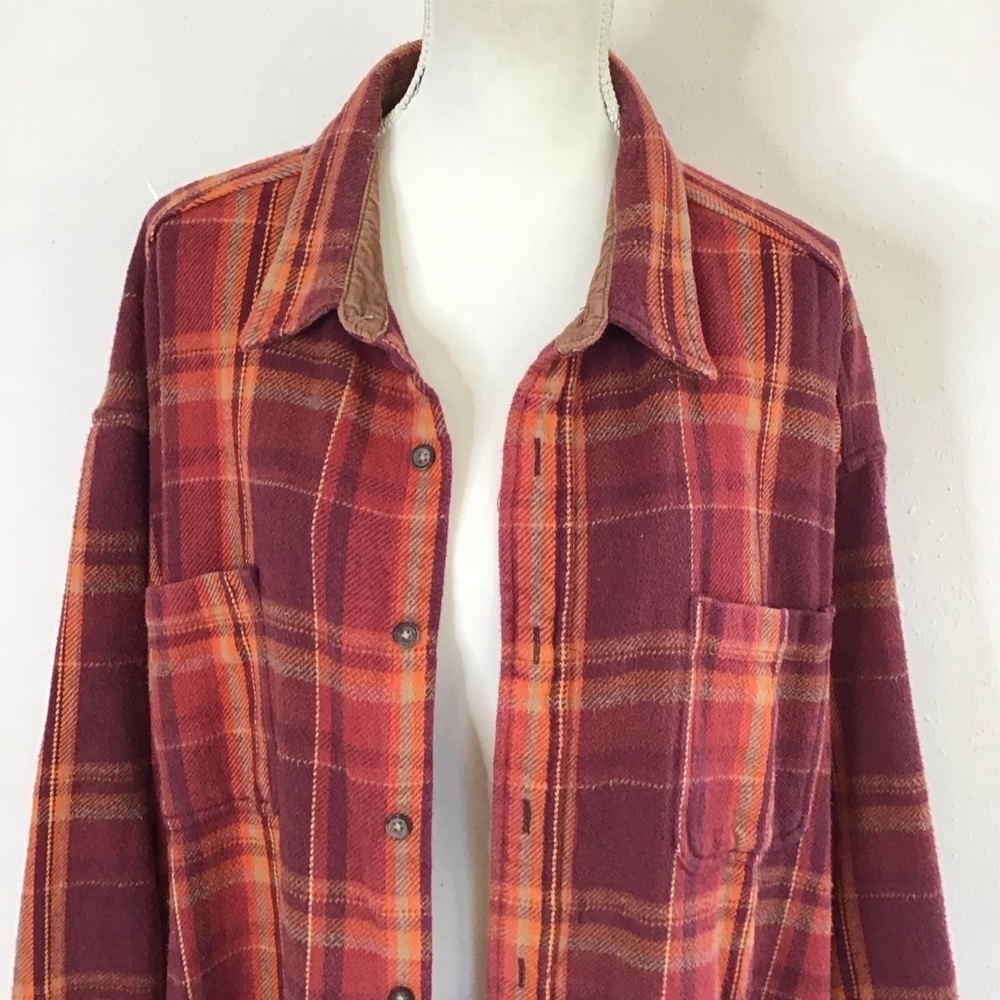 St. John’s Bay Men Vintage Red and Orange Strip Plaid Outdoor Shirt Jacket 4X - Picture 4 of 10
